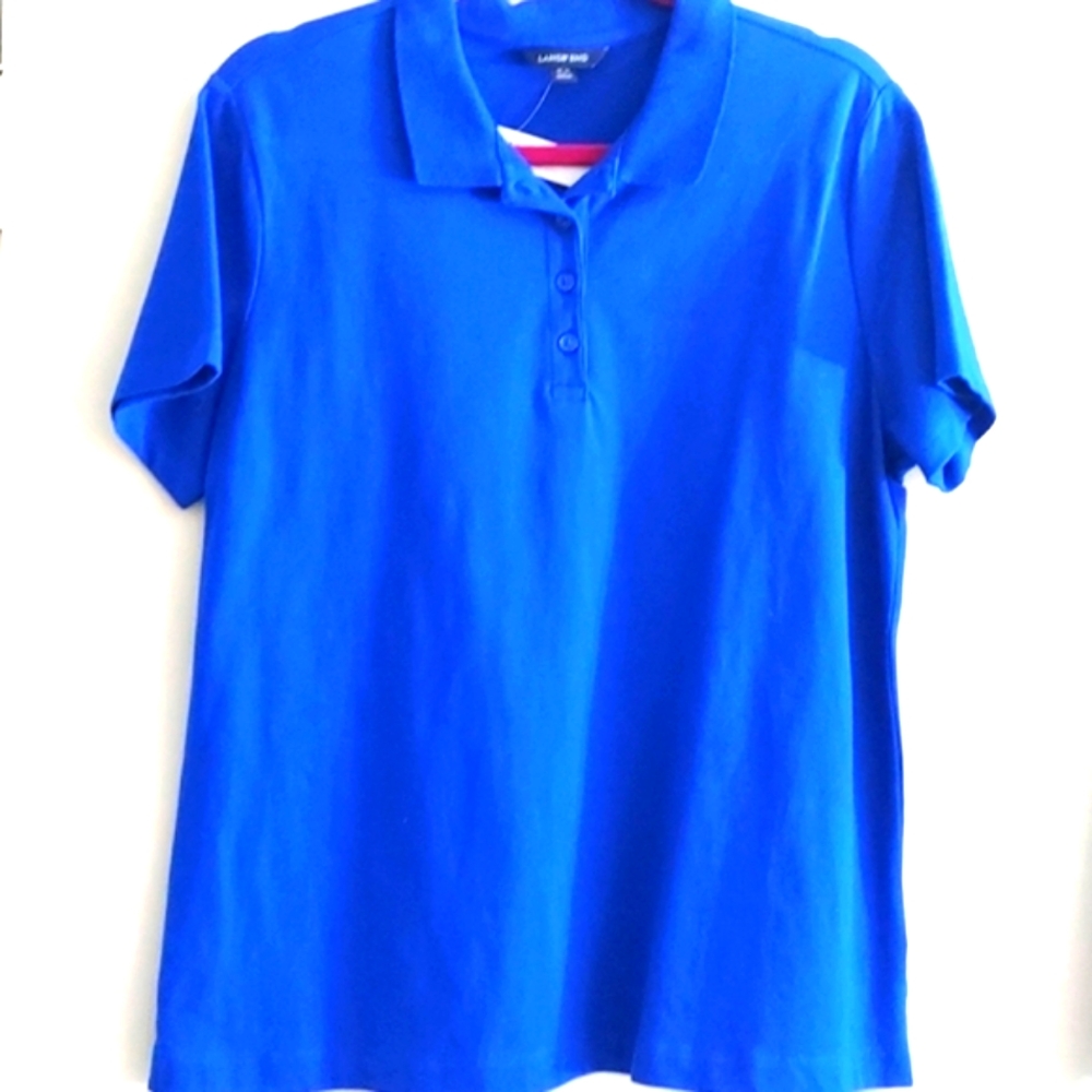 Lands End Royal Blue Mens Boys S/S Collared Shirt Sz 14/16